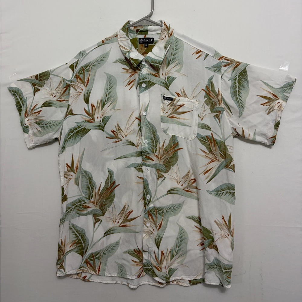 BALI Men’s size M Tropical Hawaiian Shirt 100% Viscose Floral(A431)✨